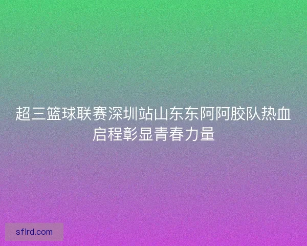 超三篮球联赛深圳站山东东阿阿胶队热血启程彰显青春力量