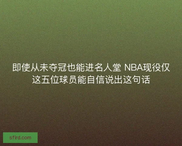 即使从未夺冠也能进名人堂 NBA现役仅这五位球员能自信说出这句话